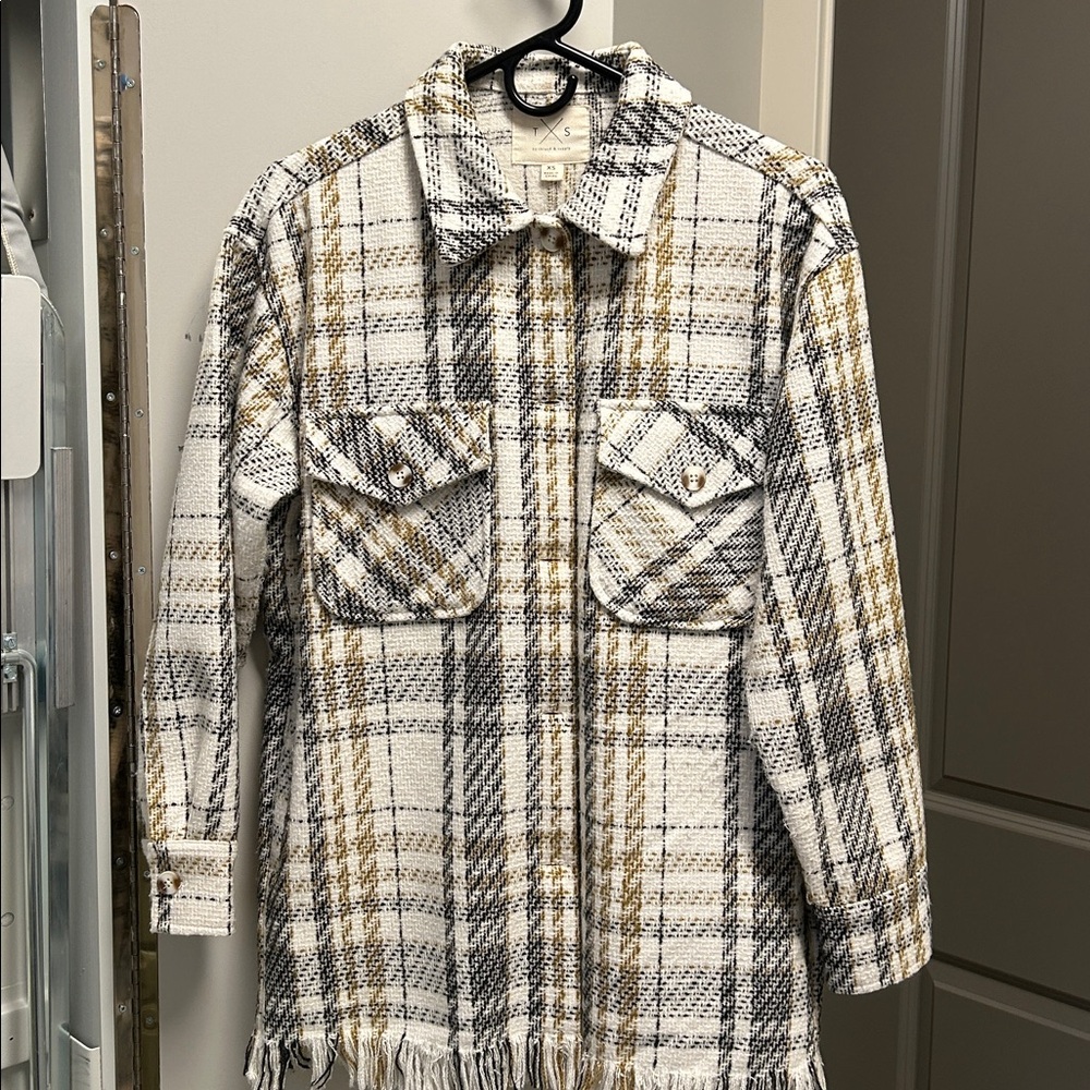 Thread & Supply Cream and Black Plaid Shirt